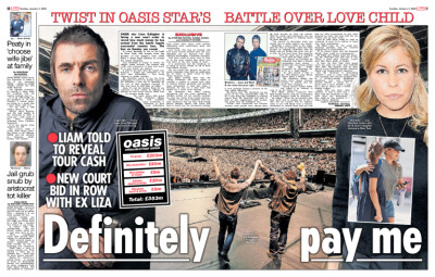 DEFINITELY PAY ME - New twist in Liam Gallagher love child battle as Oasis star faces court order to reveal tour earnings