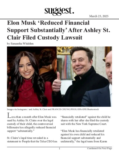 Elon Musk ‘Reduced Financial Support Substantially’ After Ashley St. Clair Filed Custody Lawsuit