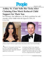 Ashley St. Clair Sells Her Tesla After Claiming Elon Musk Reduced Child Support for Their Son